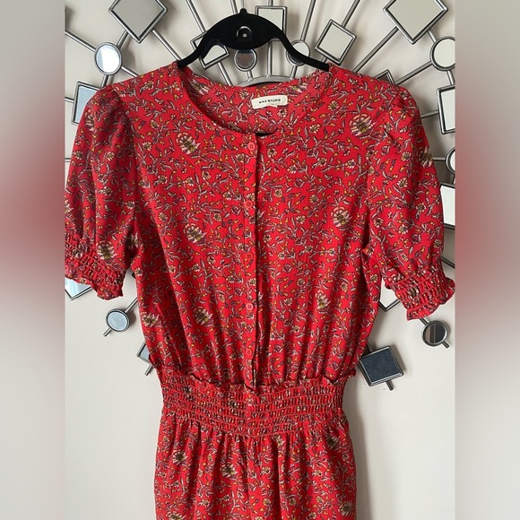 Max Studio Womens Short Sleeve Smocked Waist Floral Jumpsuit - Picture 7 of 7